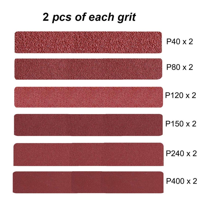 Aiyard 4 x 21 Inch Aluminum Oxide Sanding Belts, 2 Each of 40/80/120/150/240/400 Assorted Grits Abrasive Belts for Belt Sander, 12-Pack - Image 2